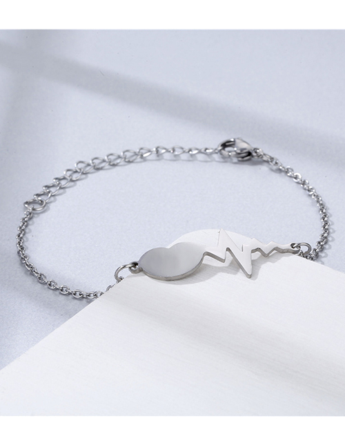 Fashion Silver Titanium Steel Geometric Ecg Bracelet