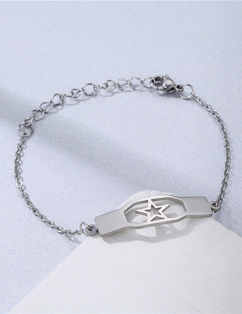 Fashion Silver Titanium Geometric Pentagram Bracelet