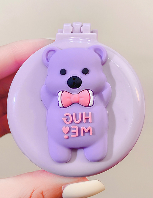 Fashion 5#purple Bear Round Comb Abs Bear Portable Mirror Comb Set