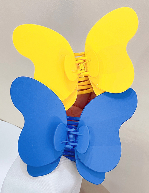 Fashion Yellow + Blue Plastic Butterfly Grip Set