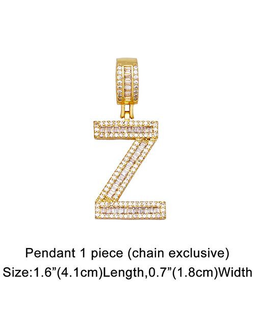 Fashion Z (without Chain) Copper Inlaid Zirconium 26 Letters Diy Jewelry Accessories
