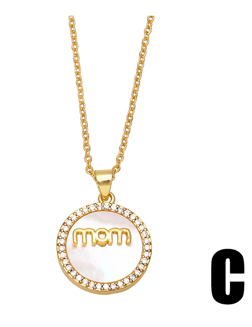 Fashion C Round Shell Letter Mom Necklace