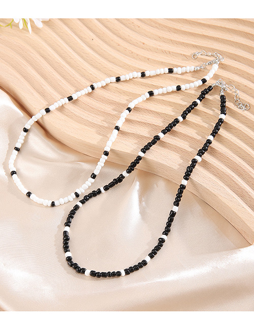 Fashion Black And White Beaded Beaded Necklace Set