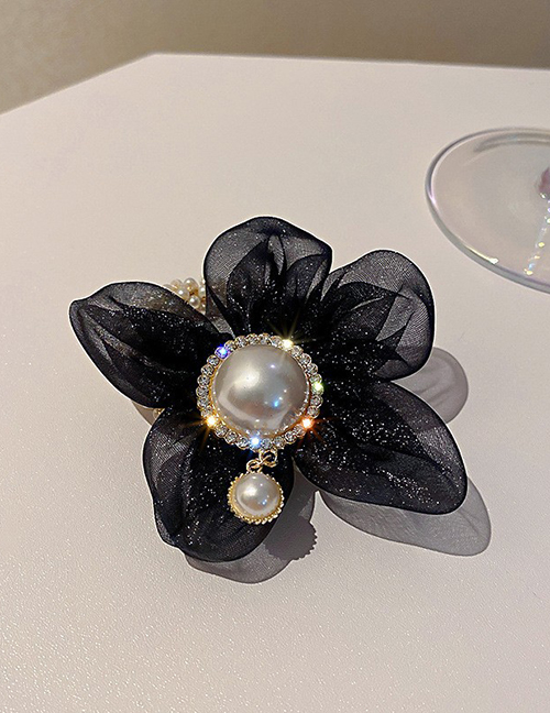 Fashion #6 Hair Rope--black Geometric Diamond Pearl Mesh Flower Pearl Hairband