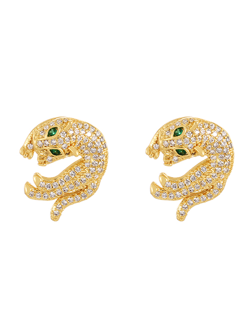 Fashion Gold Bronze Zircon Animal Stud Earrings