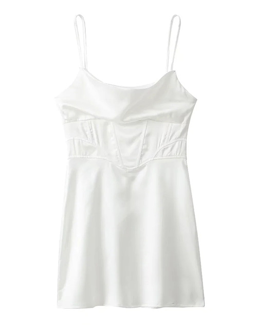 Fashion White Silk Satin Slip Dress