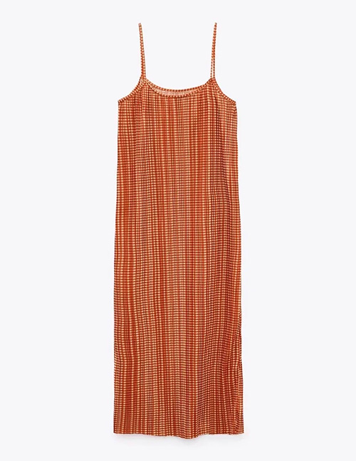 Fashion Orange Geometric Print Slip Dress