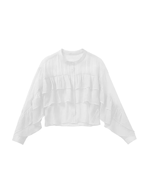 Fashion White Ruffled Layered Shirt