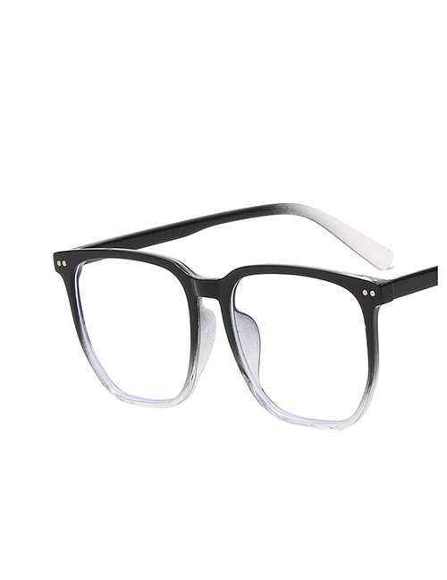 Fashion Gradient Black And White Film Rice Nail Square Flat Glasses Frame