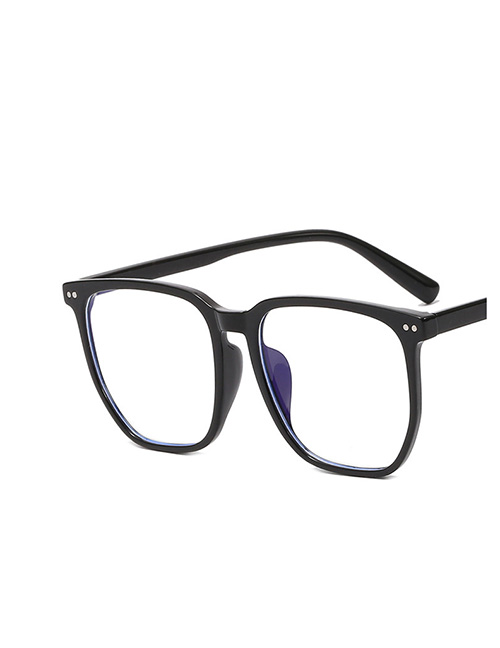 Fashion Glitter Black And White Rice Nail Square Flat Glasses Frame