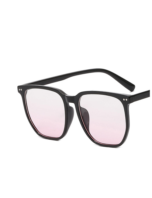 Fashion Bright Black Blush Rice Nail Square Blush Flat Glasses Frame