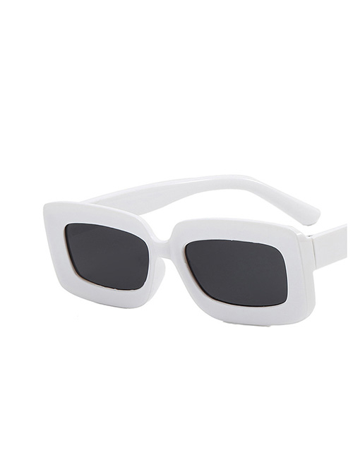 Fashion Solid White All Grey Pc Square Small Frame Sunglasses
