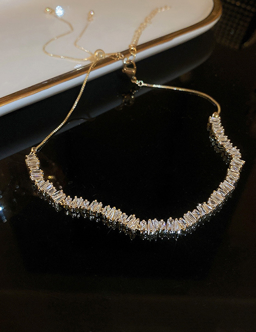 Fashion Gold Geometric Zirconium Pull Necklace