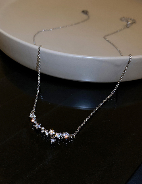 Fashion Silver Alloy Set Zirconium Star Necklace