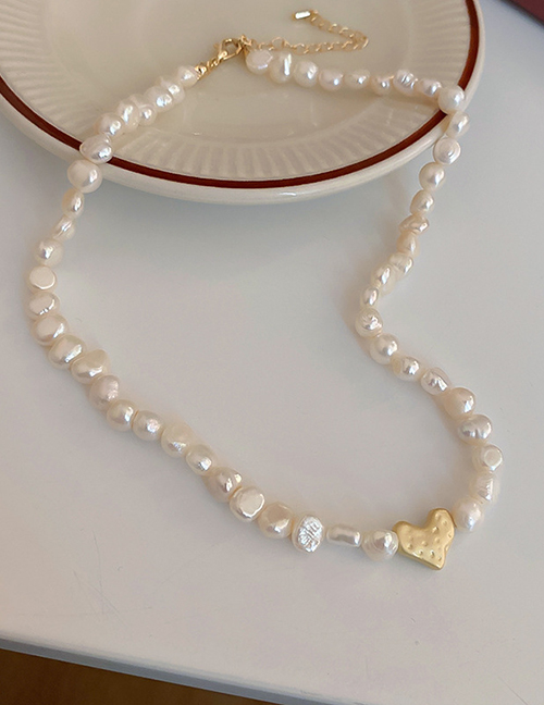 Fashion Gold (freshwater Pearl) Pearl Beaded Heart Necklace