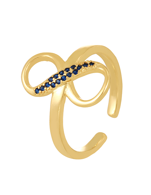 Fashion Navy Blue Copper Set Zircon Figure 8 Ring