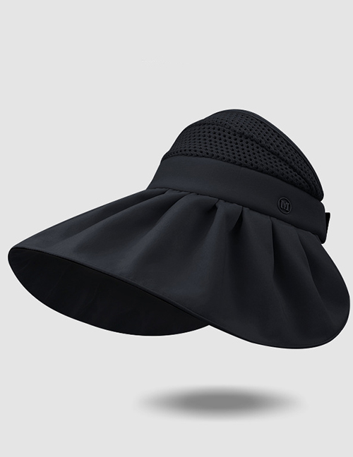 Fashion Black Cotton Large Brim Letter Grid Multi-layer Empty Top Hat