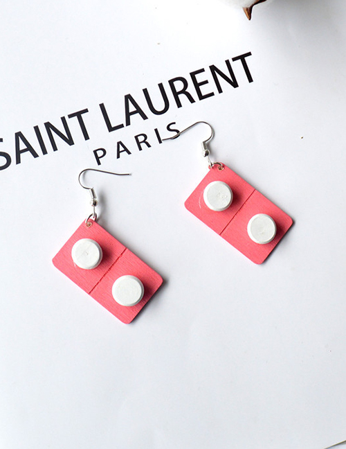 Fashion Red Pills Wooden Capsule Pill Earrings