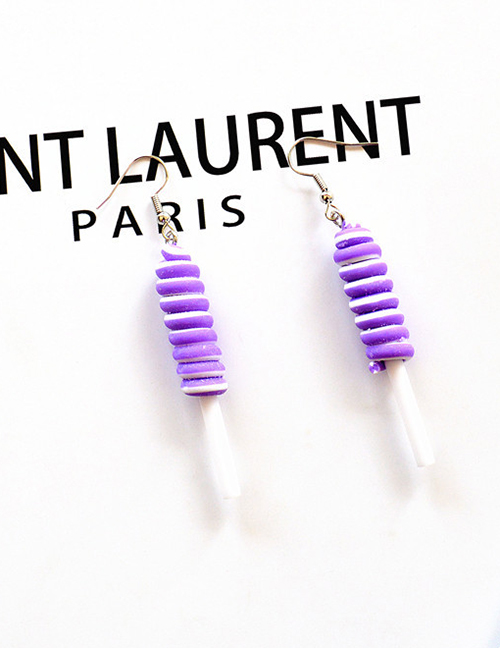 Fashion Twist Lollipop Purple Soft Ceramic Twist Lollipop Earrings