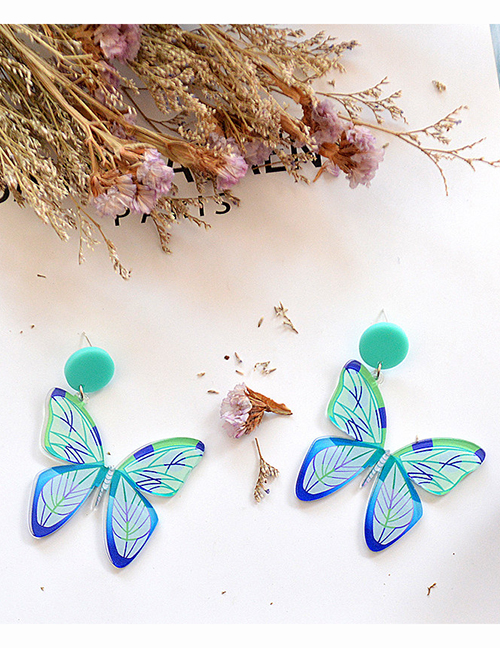 Fashion Green Blue Butterfly Acrylic Butterfly Earrings