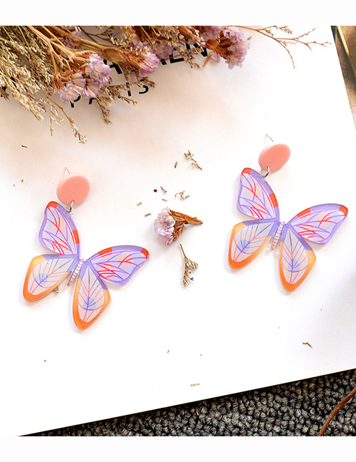 Fashion Purple Butterfly Acrylic Butterfly Earrings