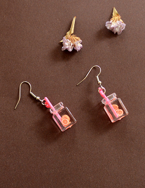 Fashion Bottle Of Plum Red Acrylic Fruit Cup Earrings