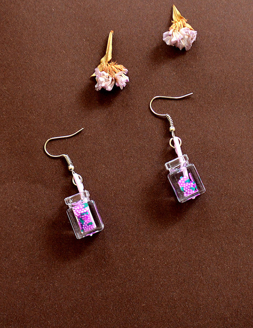 Fashion Bottle Purple Acrylic Fruit Cup Earrings