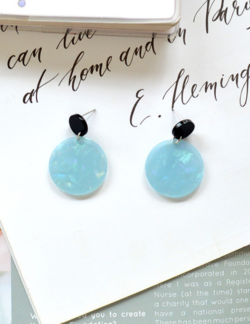 Fashion Blue Mix Acrylic Contrast Round Earrings