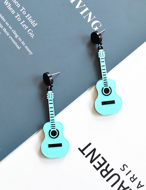 Fashion Guitar Blue Acrylic Guitar Earrings