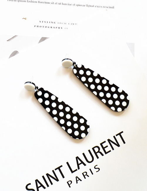 Fashion Black Teardrop Acrylic Geometric Polka Dot Earrings