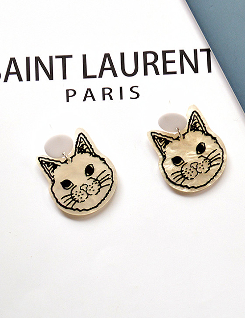 Fashion Beige Cat Acrylic Cartoon Cat Earrings