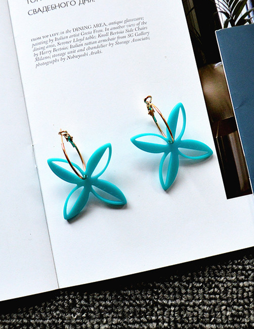 Fashion Blue Windmill Acrylic Cutout Pinwheel Earrings