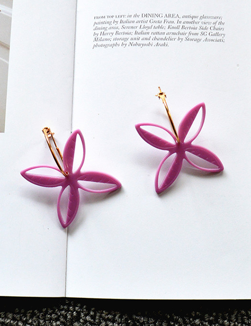 Fashion Purple Windmill Acrylic Cutout Pinwheel Earrings
