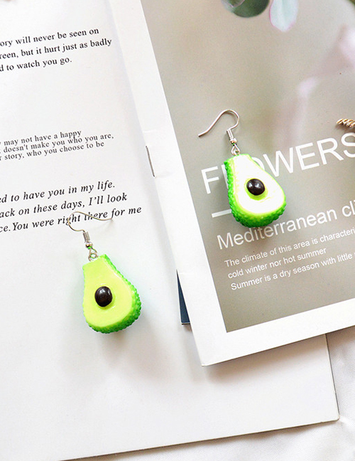Fashion Avocado Ear Hooks Resin Fruit Earrings