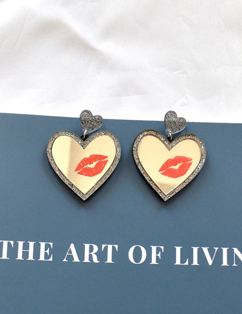 Fashion Diamond Heart Acrylic Lips Love Earrings