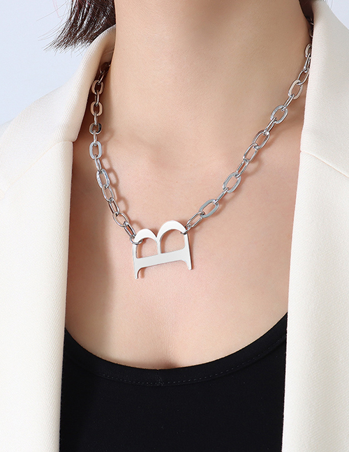Fashion Silver Stainless Steel Letter Necklace