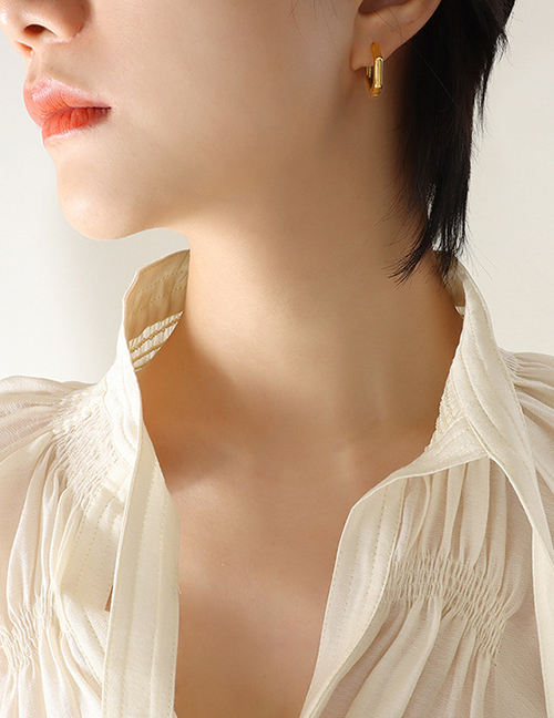 Fashion Gold Titanium Pentagonal Earrings