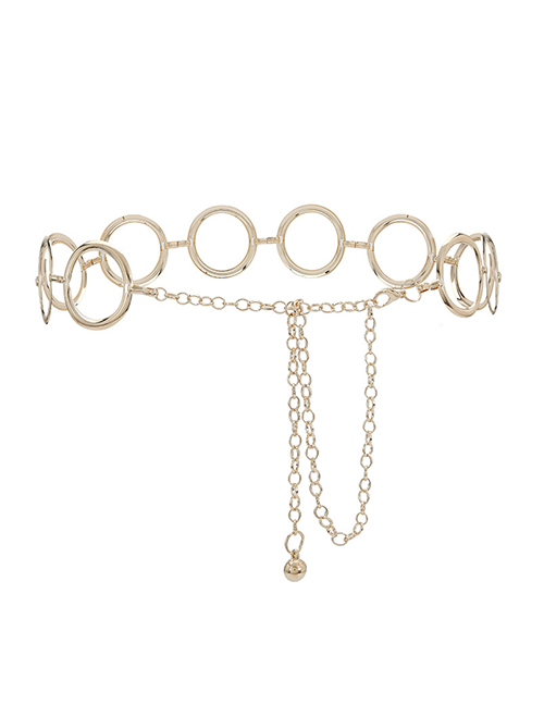 Fashion Z266 Gold Alloy Geometric Chain Fringe Ring Belt