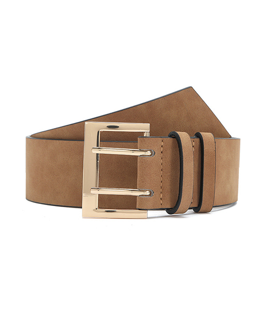 Fashion Camel Alloy Double Pin Buckle Wide Belt