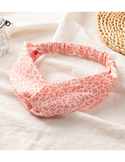 Fashion Pink Chiffon Fabric Print Crinkle Headband