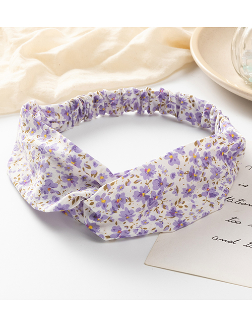 Fashion Purple Fabric Print Cross Hairband