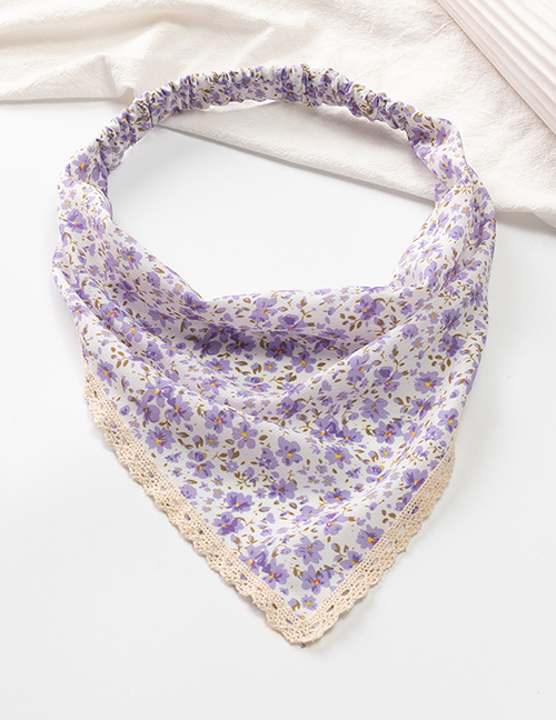 Fashion Purple Fabric Floral Lace Triangle Triangle Headband