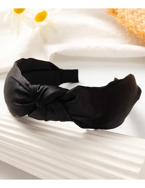 Fashion Black Fabric Solid Color Knotted Wide-brimmed Headband