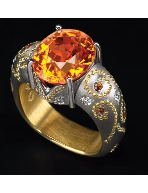 Fashion Gold Alloy Diamond Oval Pattern Ring