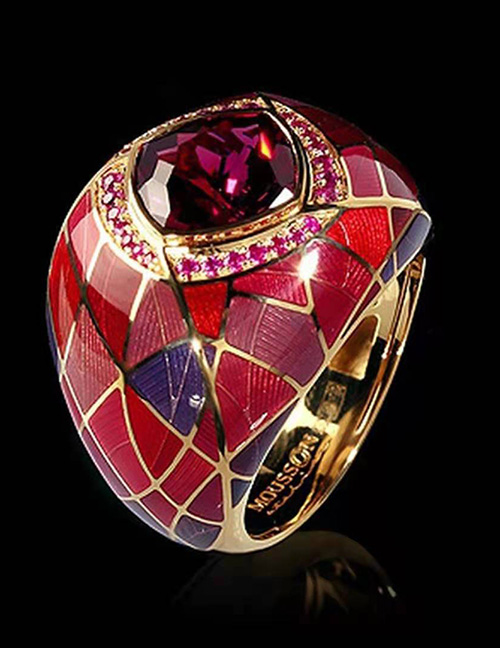 Fashion Ruby Ring Alloy Diamond Broadband Ring