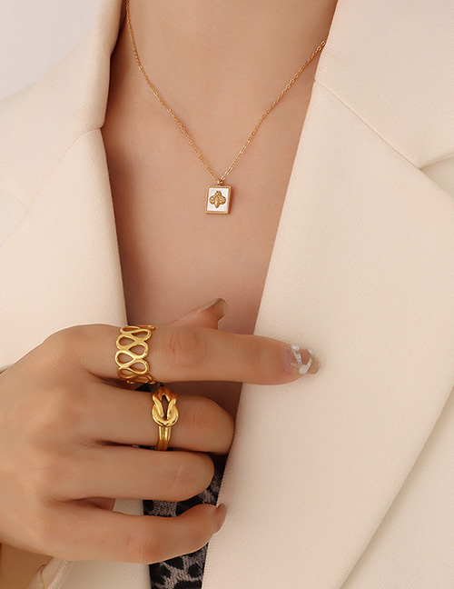 Fashion Gold Necklace-40+5cm Titanium White Seashell Bee Necklace