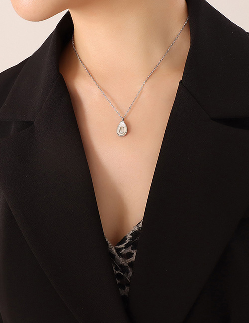 Fashion Steel Necklace-40+5cm Titanium Diamond Avocado Necklace
