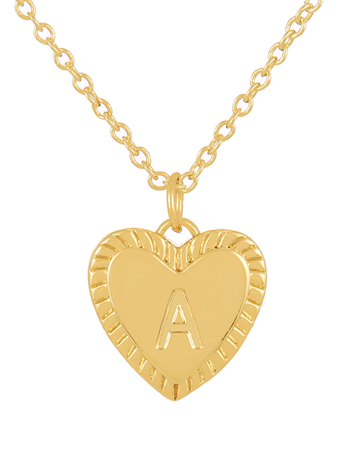 Fashion A Copper 26 Letter Heart Pendant Necklace