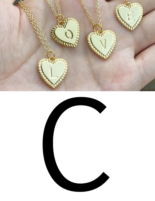 Fashion C Copper 26 Letter Heart Pendant Necklace