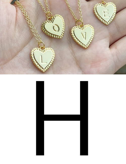 Fashion H Copper 26 Letter Heart Pendant Necklace